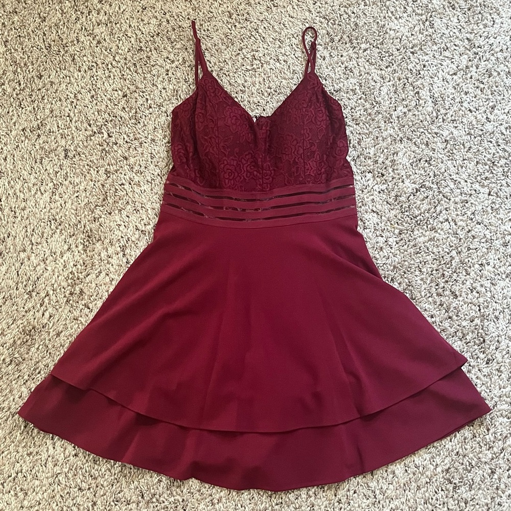 Maroon Mini Going Out Dress